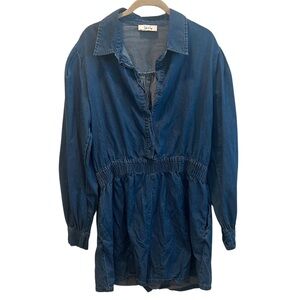 Blue Denim Long Sleeve Romper